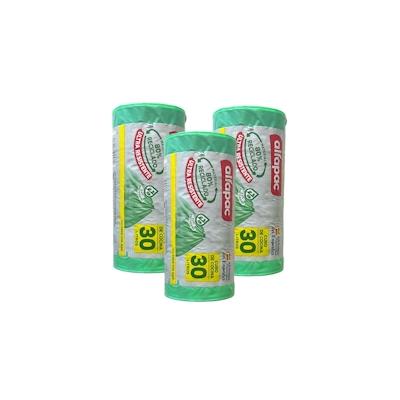 Antibakterielle Alfapac - Müllbeutel 30L 55x60cm mit Selbstverschluss, 3 Rollen x 15 Stück (80% Recycelt) Image