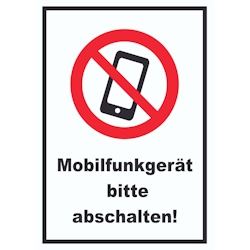 Smartphone Handy aus Mobilfunkgerät abschalten Schild A6 Rückseite selbstklebend