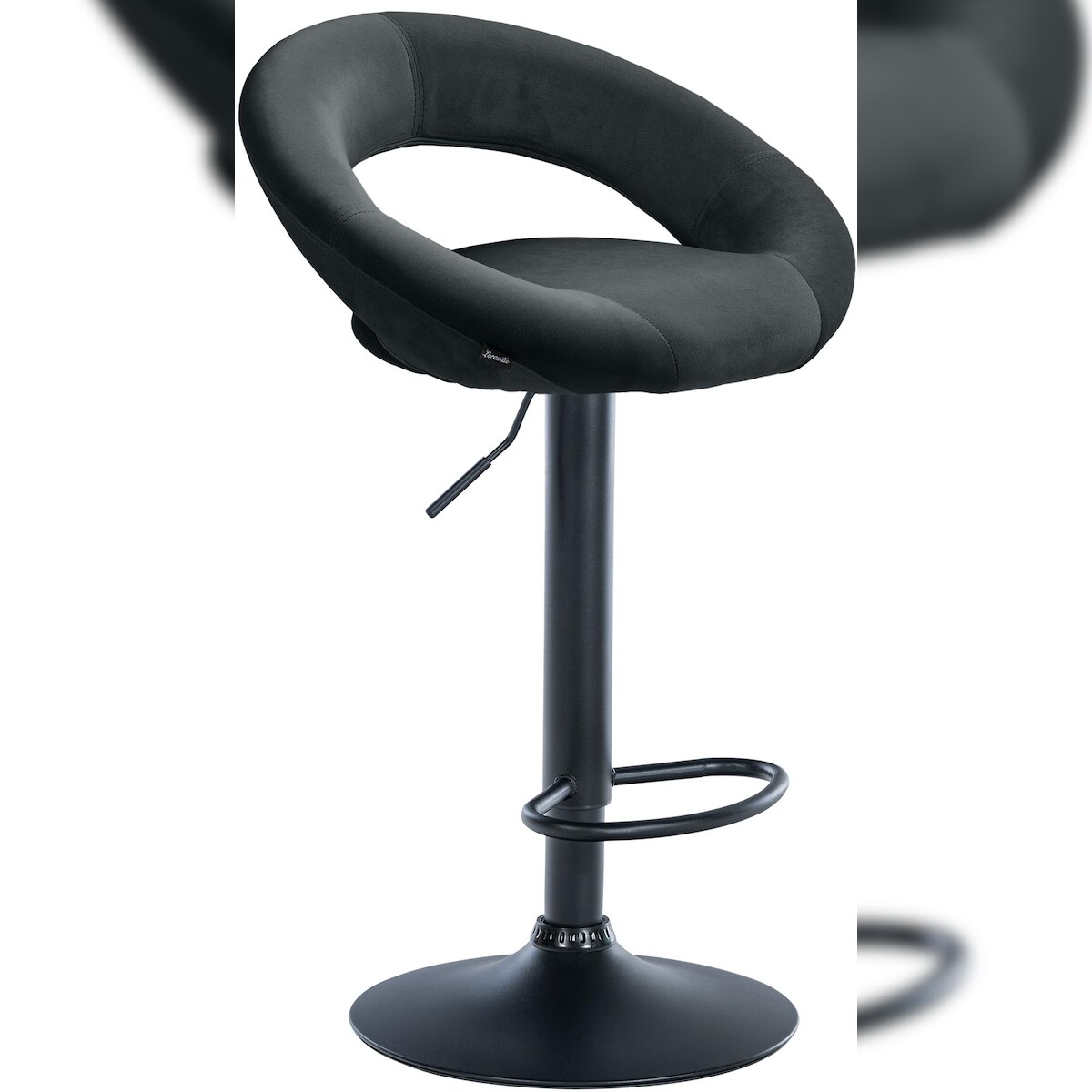CLP Barhocker Olinda Samt schwarz/schwarz Image