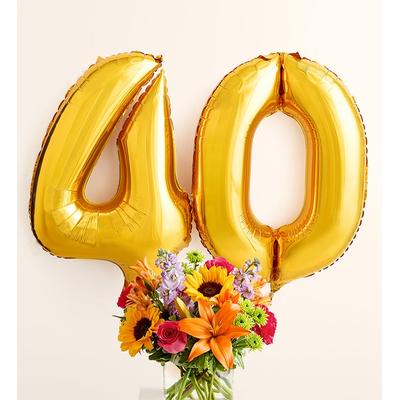 1-800-Flowers Flower Delivery Floral Embrace W/ Number 40 Balloons Large