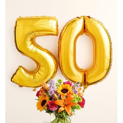 1-800-Flowers Flower Delivery Floral Embrace W/ Number 50 Balloons Large