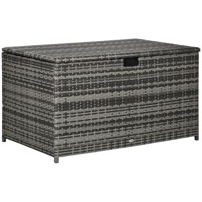 113 Gallon Deck Box, Rattan Outdoor Storage Box, Waterproof Storage Container for Indoor, Pool Toys, Garden Tools
