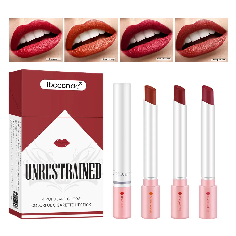 Colors Cigarettes 4 Lasting Stick Waterproof Pack Lip Set Lipstick Long Matte Lipstick Transparent Lipstick Valentine's Day Gift