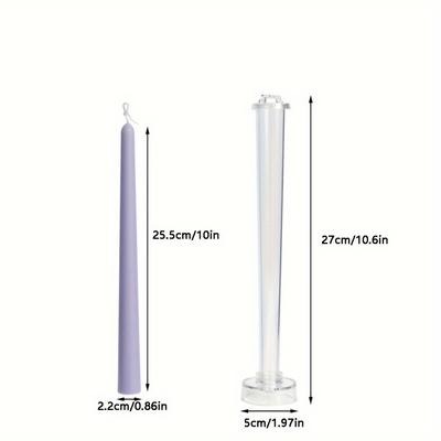 TEMU 1-2pcs Round-headed Pillar Long Rod Acrylic Candle Mold Smooth Easy Demolding Plastic Cylindrical Taper Candle Making Tool Diy Wedding Decoration Gift Image