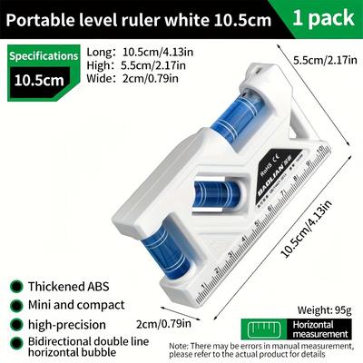 TEMU Pocket-sized Magnetic Level - Acrylic, Ideal For Woodworking & Image