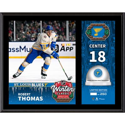 Robert Thomas St. Louis Blues 2025 NHL Winter Classic 12" x 15" Sublimationsplakette mit beim Spiel verwendetem Eis - Limitierte Auflage von 250 Stück Image