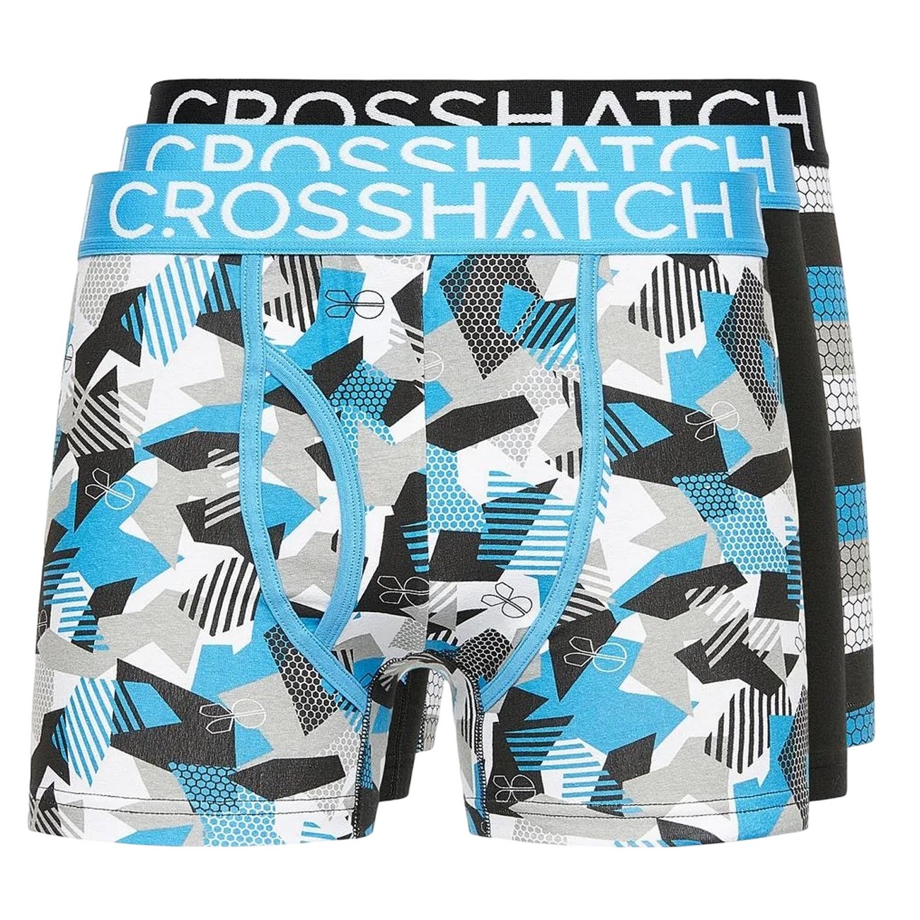 Crosshatch - "Crystaline" Boxershorts für Herren (3er-Pack) (Malibu-Blau/Schwarz/Grau) Image