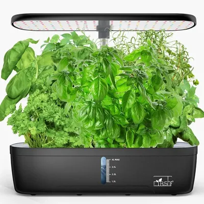Indoor Garden Hydroponics Growing System 12 Pods, Indoor Herb Garden with LED Grow Light, Adjustable