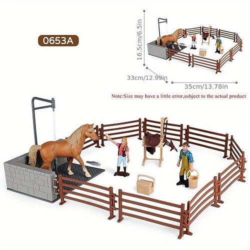 Farm-Ranch-Pferdeclub-Spielset - Pferdereite-Puppen-Tier-Spielset mit Reiter und Stallzaun - Bildungs-Spielzeug für Mädchen und Jungen Spielhäusenspielzeug Weihnachtsgeschenk Image