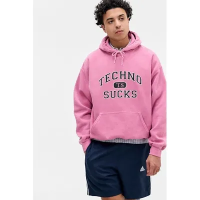 UO Pink Techno Hoodie - Pink M at Urban Outfitters