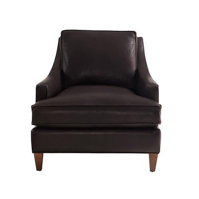 Cameron Leather Chair - Espresso Leather, Flannel - Ballard Designs