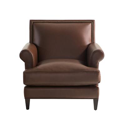 Juliana Leather Chair - Espresso Leather, Flannel - Ballard Designs