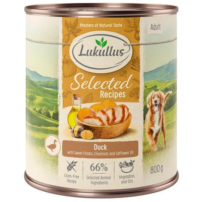 24x 800g Lukullus Herbst-Menü Feines Entenherz Hundefutter nass