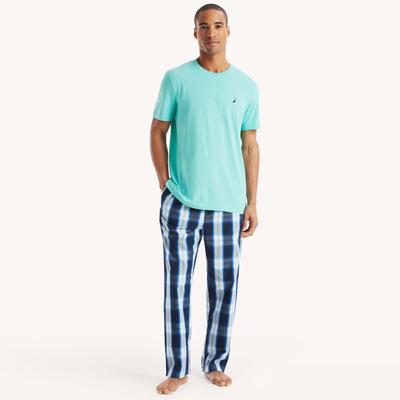 Nautica Men's Plaid Pajama Pant Set Pool Side Aqua, L