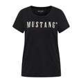 Kurzarmshirt MUSTANG "Damen Style Alma", Damen, Gr. L, schwarz, Jersey, 100% Baumwolle, casual, Rundhals, Shirts