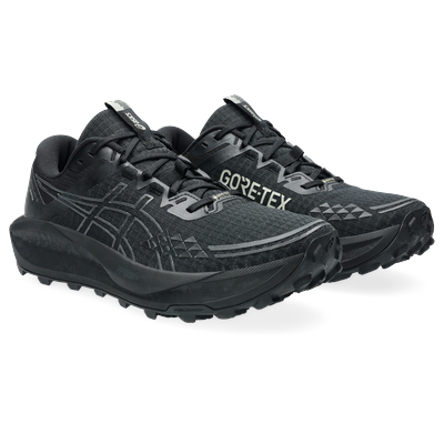 Trailrunningschuh ASICS "GEL-TRABUCO 13 GORE-TEX", Gr. 43,5, schwarz (schwarz, graphite grau), Textil, Synthetik, sportl