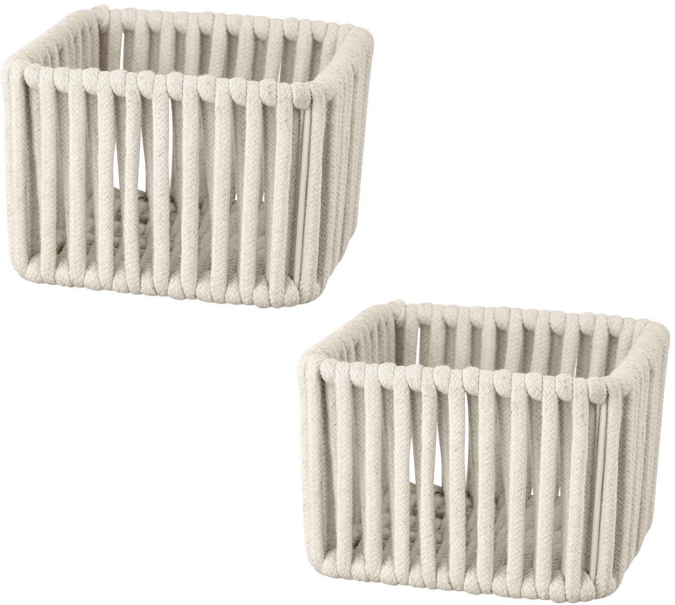 Aufbewahrungskorb "»Zovo S«", beige (natur), B:15cm H:10cm T:15cm, Baumwolle, Metall, Polyester, SCHÖNER WOHNEN-KOLLEKTION, Aufbewahrungsboxen, Badkörbe mit Baumwoll-Polyester-Kordel für Badutensilien & Kosmetik