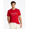T-Shirt TOMMY HILFIGER "HILFIGER CENTER STACK TEE", Herren, Gr. XL, rot (medium rot), Single Jersey, Obermaterial: 100% Baumwolle, casual, Rundhals, Kurzarm, Shirts, mit großem Schriftprint