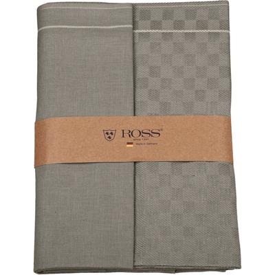 Geschirrtuch ROSS "2er Set 907, zwei Geschirrtücher in einer Banderole", grau (flanell), B:50cm L:70cm, 50% Baumwolle, 50% Leinen, Geschirrtücher, hochwertige Zwirn Halbleinen Geschirrtücher, Maße je Tuch ca. 50x70 cm Image
