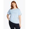 Rundhalsshirt TOMMY HILFIGER CURVE "CRV REG SCRIPT C-NK TEE SS", Damen, Gr. 50, blau (breezy blau), Single Jersey, Obermaterial: 100% Baumwolle, unifarben, casual, tailored fit, Rundhals, Kurzarm abgerundeter Saum, Shirts, in Großen Größen,...