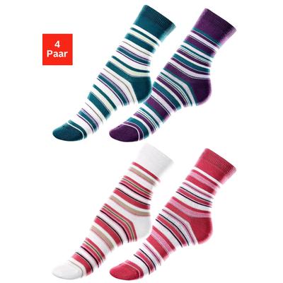 Socken LAVANA, Damen, Gr. 35-38, bunt (beere, ecru, petrol, lila), Obermaterial: 78% Baumwolle, 20% Polyamid, 2% Elasthan, gestreift, elastisch, Socken, mit Ringelmuster Image