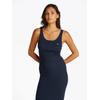 Jerseykleid TOMMY JEANS "TJW BUTTON TANK DRESS", Damen, Gr. XL (42), N-Gr, blau (schwarz night navy), Jersey, Obermaterial: 100% Baumwolle, unifarben, casual, slim fit wadenlang, tiefer Rundhals, Kleider, mit Knopf