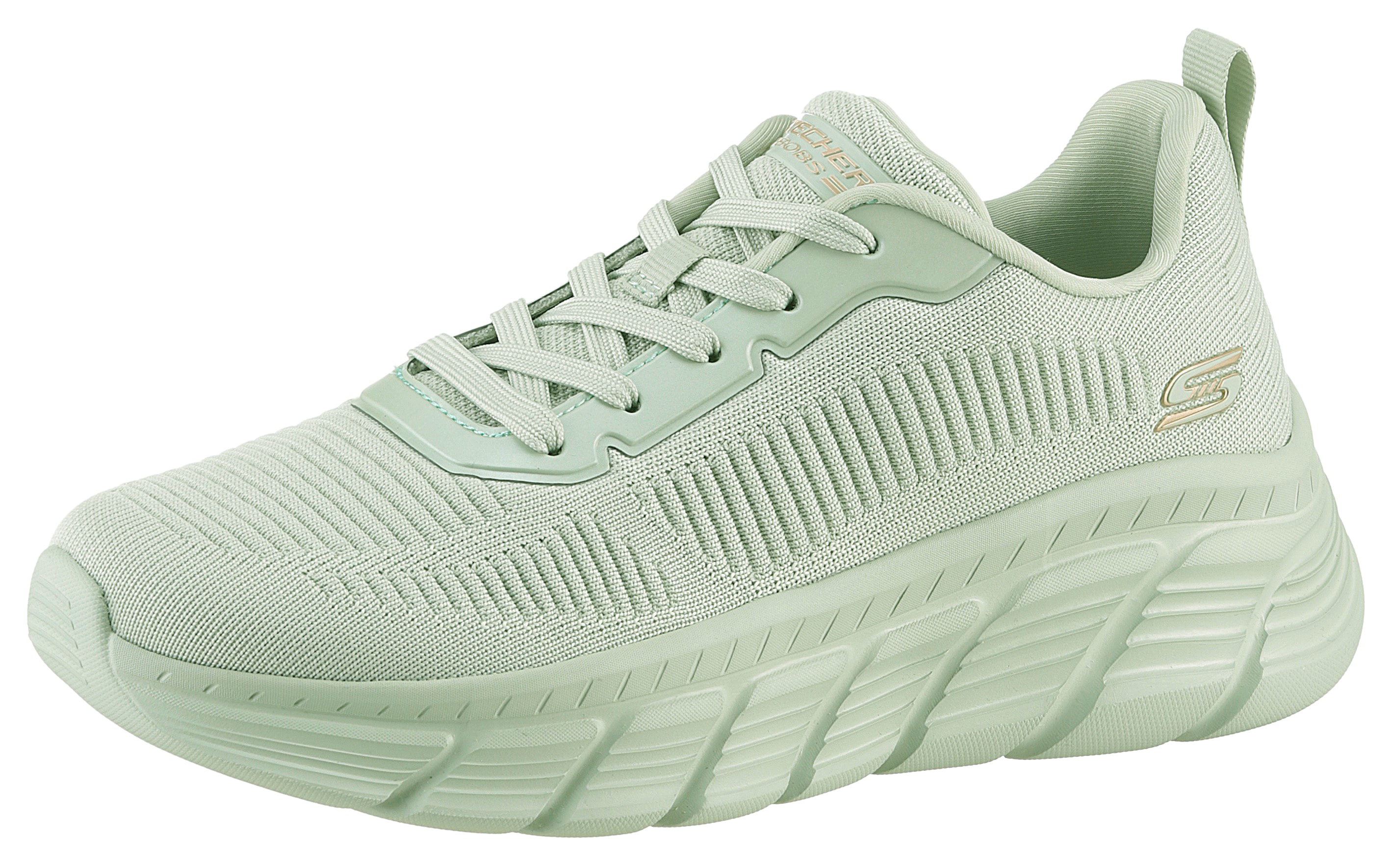 Sneaker SKECHERS "BOBS B FLEX HI-FLYING HI", Damen, Gr. 39, grün (mintgrün, sage), Textil, Schuhe Sneaker, Trainingsschuh, Schnürschuh, Freizeitschuh in veganer Verarbeitung