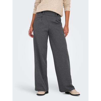 Jerseyhose JDY "JDYGEGGO NEW LONG PANT JRS NOOS", Damen, Gr. S (36), Länge 30, grau (medium grau melange detail:schwarz buttons), Jersey, Obermaterial: 95% Polyester, 5% Elasthan, unifarben, modisch, relaxed fit knöchellang, Hosen Image