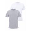 T-Shirt FRUIT OF THE LOOM, Herren, Gr. M (48/50), grau (grau, weiß), Single Jersey, Obermaterial weiß: 100% Baumwolle, unifarben, casual, schmal, Rundhals, Kurzarm normaler Saum, Shirts, aus reiner Baumwolle