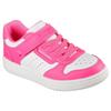 Sneaker SKECHERS "QUICK STREET", Kinder, Gr. 29, pink (pink, weiß), Lederimitat, kontrastfarbene Details, sportlich, Schuhe, Retro Sneaker mit Klettverschluss, Größenschablone zum Download