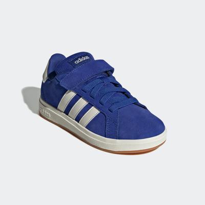 Klettschuh ADIDAS SPORTSWEAR "GRAND COURT 00S KIDS", Gr. 34, blau (semi lucid blau, sanftes weiß, gum10), Leder, Textil,