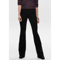 Jerseyhose ONLY "ONLFEVER – Jerseyhose mit Stretch und ausgestelltem Bein", Damen, Gr. XL (42), Länge 30, schwarz (schwarz 30), Jersey, Obermaterial: 95% Polyester, 5% Elasthan, unifarben, casual, skinny fit lang, Hosen, skinny fit, casual, Jersey,...