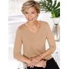 3/4-Arm-Shirt CLASSIC BASICS "Shirt", Damen, Gr. 48, braun (camel), 100% Baumwolle, unifarben, V-Ausschnitt, 3/4-Ärmel, Shirts
