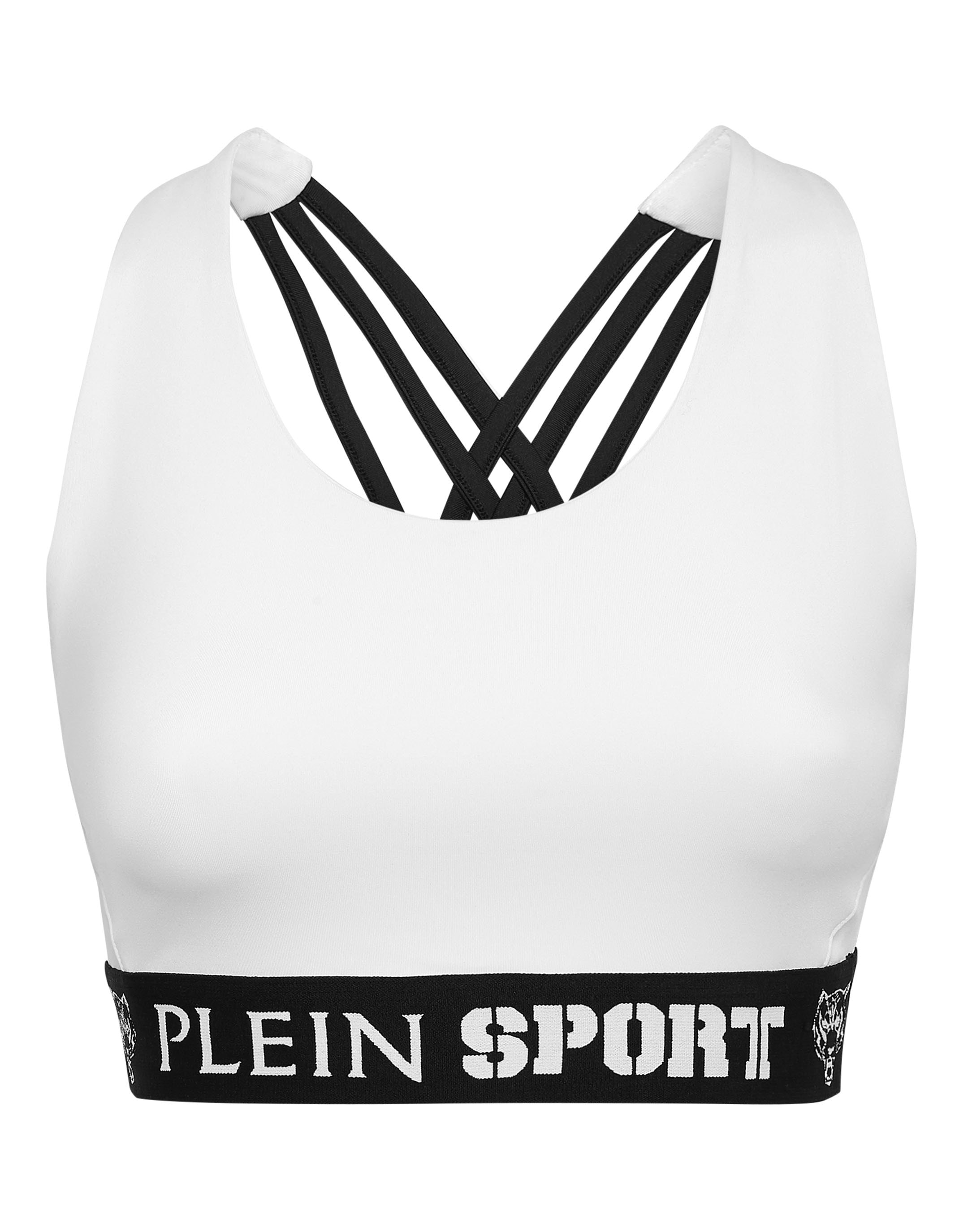 Lauftop PLEIN SPORT "Sport Top", Damen, Gr. L, weiß (01, weiß), Obermaterial: 90% Polyester, 10% Elasthan, Tops