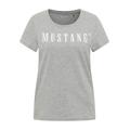 Kurzarmshirt MUSTANG "Damen Style Alma", Damen, Gr. L, grau (grau meliert), Jersey, 100% Baumwolle, casual, Rundhals, Shirts