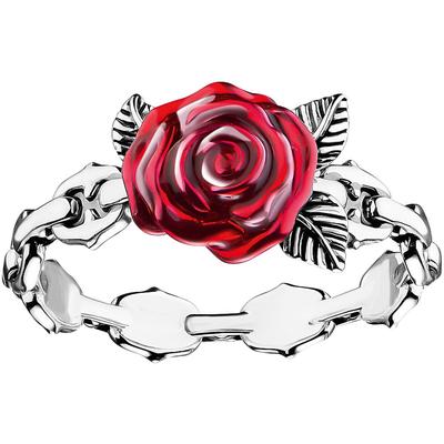 Fingerring THOMAS SABO "Roses Romance, TR2482-664-10-52-60" Gr. 54, bunt (silberfarben, rot), Fingerringe, Damen, 54, Silber 925 (Sterlingsilber), 4,5mm Image