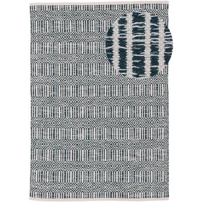 Teppich CARPETFINE "Kelim Oregan", grün (dunkelgrün), B:140cm H:5mm L:200cm, Baumwolle, Teppiche, Wendeteppich aus reiner Baumwolle, Wohnzimmer Image