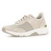 Keilsneaker GABOR ROLLINGSOFT, Damen, Gr. 43, beige (hellbeige), Textil, Veloursleder, unifarben, sportlich, Schuhe, Freizeitschuh, Halbschuh, Schnürschuh, Logoschriftzug an der Ferse