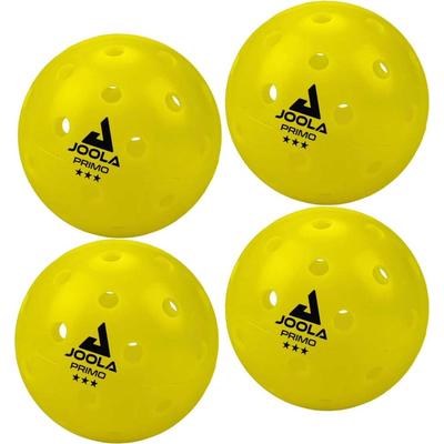 Pickleball JOOLA "Primo Ball (4PC)", gelb (gelb, schwarz), Bälle, 26 g, Kunststoff, gelocht, B:7,4cm H:7,4cm T:7,4cm Ø:7,4cm