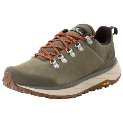 Wanderschuh JACK WOLFSKIN "TERRAVENTURE URBAN LOW M", Gr. 45, grün (khaki, oran), Leder, Textil, sportlich, Schuhe