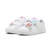 Sneaker PUMA "PUMA Smash 3.0 Badges Sneakers Mädchen", Kinder, Gr. 34, weiß (weiß safe lake rot fire blau), Obermaterial: Synthetik, Textil; Futter: Textil; Laufsohle: Gummi, Schuhe