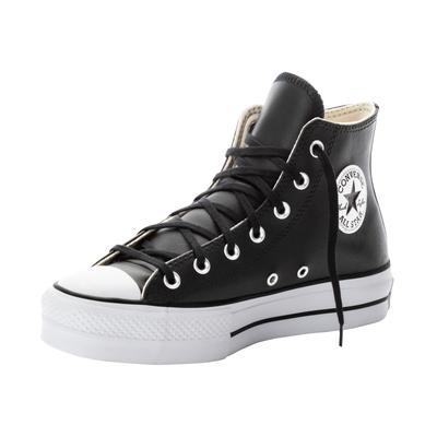 Sneaker CONVERSE "CHUCK TAYLOR ALL STAR LEATHER PLATFORM", Gr. 36, schwarz-weiß (schwarz, weiß), Leder, sportlich, Schuh