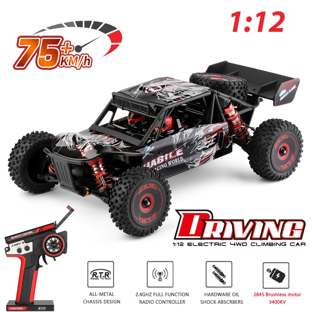 75 KM/H WLtoys 124016 V8 RC voiture sans brosse 4WD électrique haute vitesse tout-terrain télécommande dérive Rc voitures pour adultes jouets