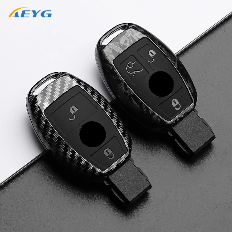 ABS Carbon Faser Auto Schlüssel Fall Abdeckung Für Mercedes Benz CLA GLC GLA GLK W203 W210 W211 W204 W176 A B C R Klasse AMG Zubehör Image