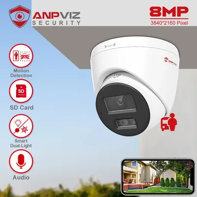 Anpviz 8MP Smart Dual-Light POE IP Kamera Outdoor 24/7 ColorVU CCTV Videoüberwachung IP67 SD Karte H.265 Bewegungserkennung 2.0