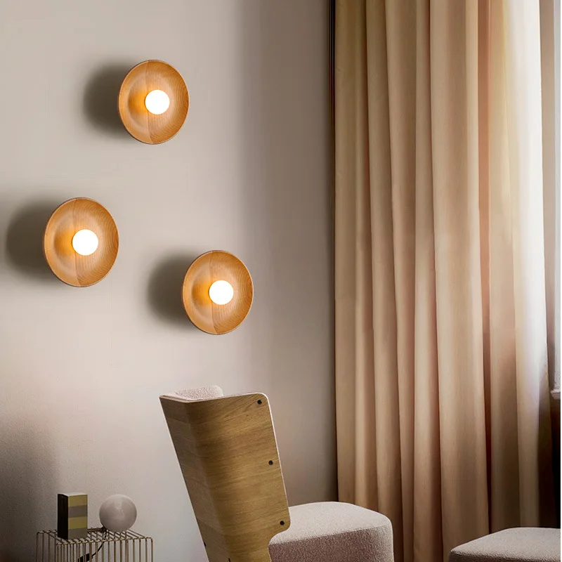 Weiche Stil Natur Holz Wand Lampe Schwarz Holz Runde Kunststoff Ball Lampenschirm G9 Glühbirne Wandleuchte Beleuchtung LED Moderne Korridor Dekor Licht