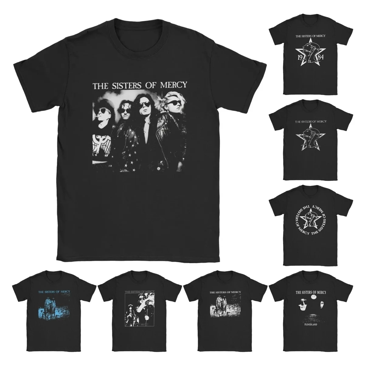 Männer die Schwestern der Barmherzig keit Musik T-Shirts Punk Goth Rock Band reine Baumwolle Tops Freizeit Kurzarm Rundhals T-Shirt Geschenk T-Shirts Image