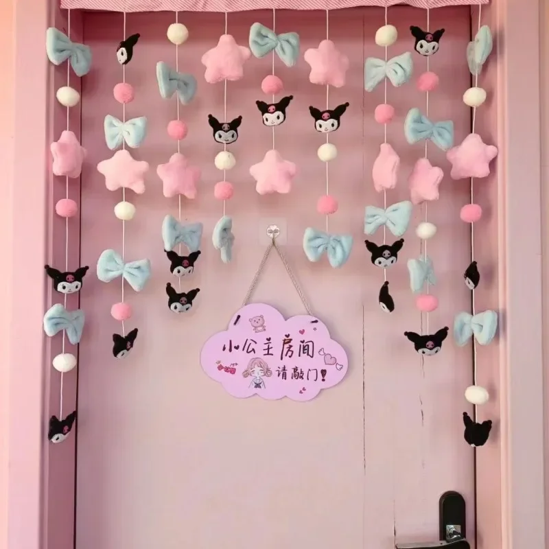 Niedlicher Kawaii Hello Kitty Cinnamoroll Kuromi My Melody Home Kreativer Türvorhang Raumdekor Klettverschluss Handgefertigter Vorhang Großhandel