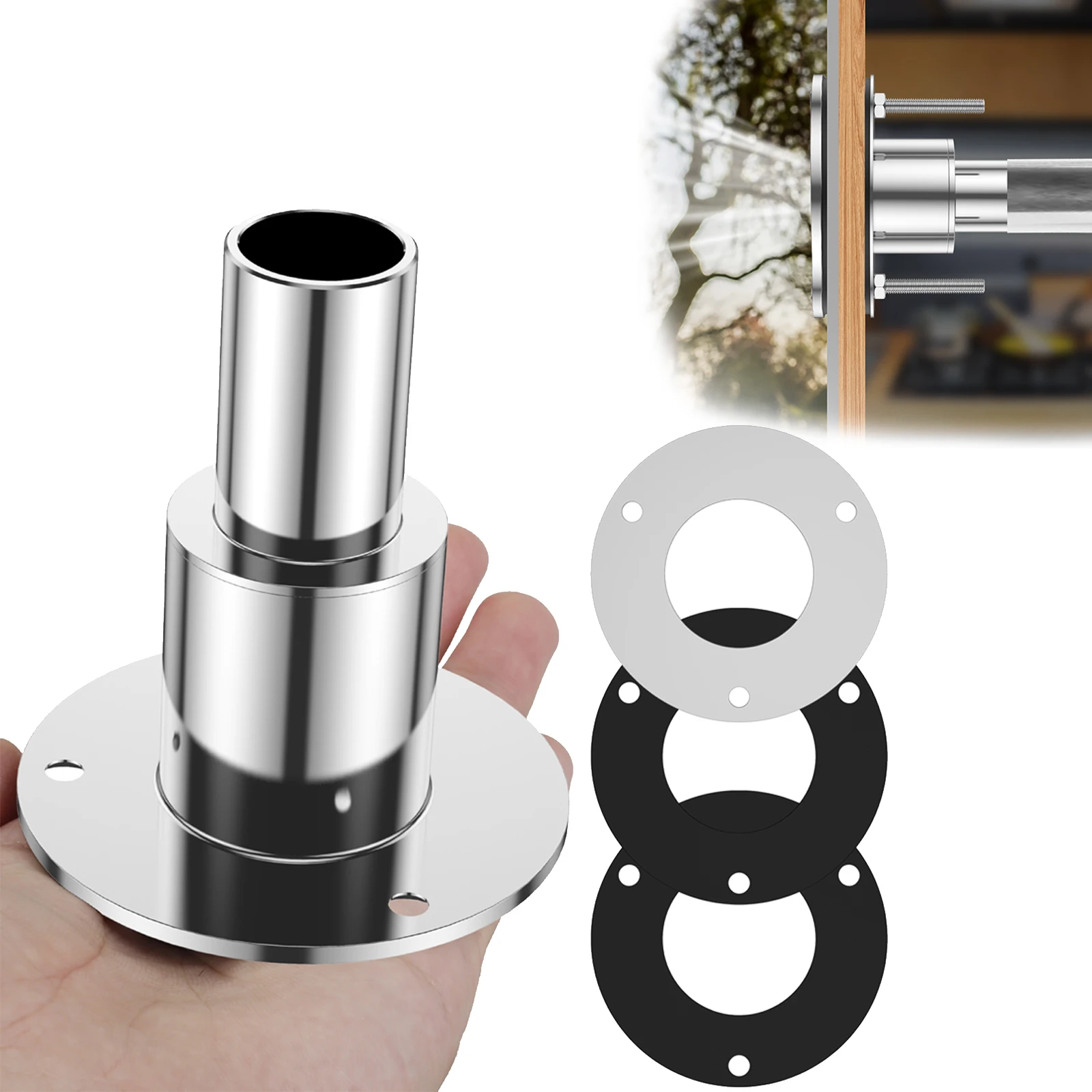 Auspuffhaut mit gerader Rumpf, passend für 24-mm-Rohr, Auspuffrohr-Montagesatz aus Edelstahl 316, für Diesel-Standheizung Image