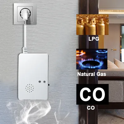 EU-Stecker Erdgas- und Kohlenmonoxiddetektor Plug In 2-in-1 Co Propan LPG Leck Sensor Sensor Alarm für Küche